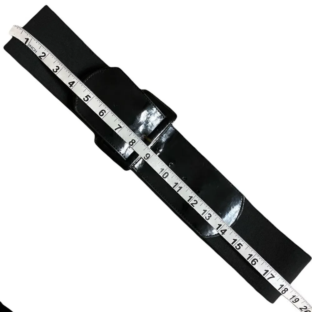 Vintage 1980s Broad Elasticated belt with Patent Buckle